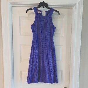Elegant Purple Eyelet Sleeveless Dress